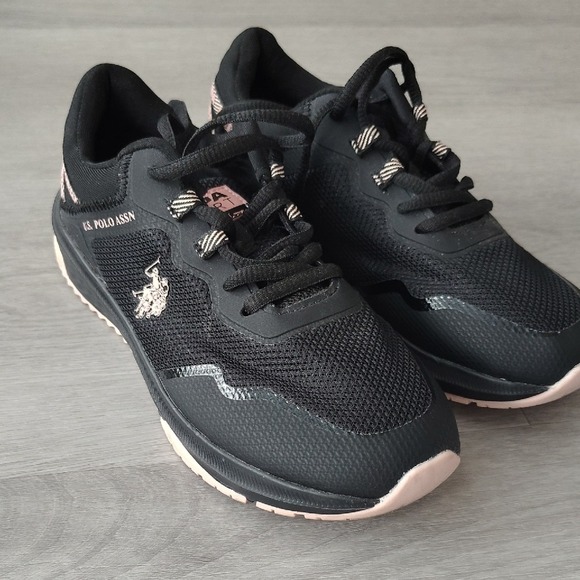 U.S. Polo Assn. Shoes - US Polo Assn Sport Womens Black Rose Gold Mesh Sneakers USPA All Trek 6.5